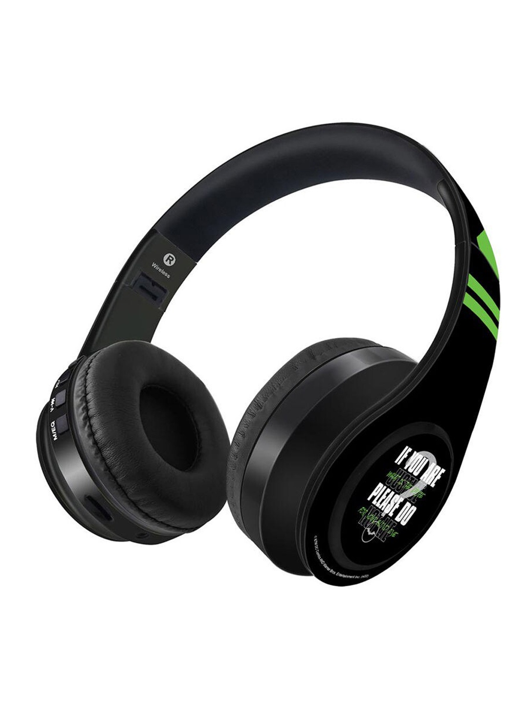 

macmerise Black The Riddler Printed Bluetooth On Ear Headphones with 9 Hrs Battery & Mic