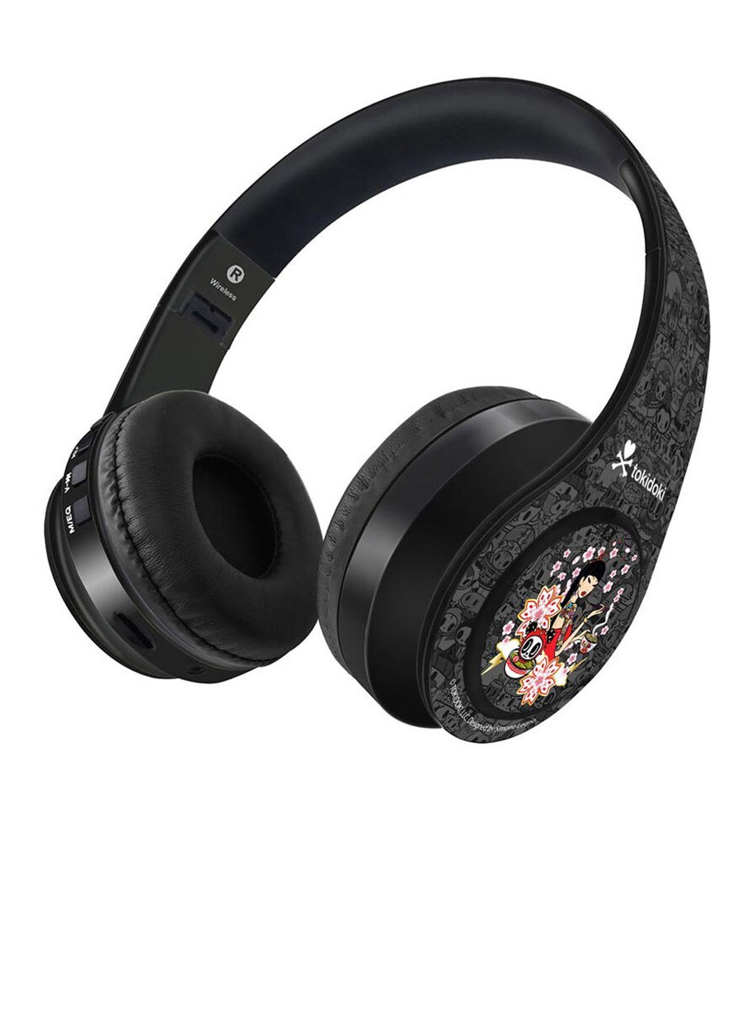 

macmerise Black TD Flower Power Bluetooth On Ear Headphones with 9 Hrs Battery & Mic