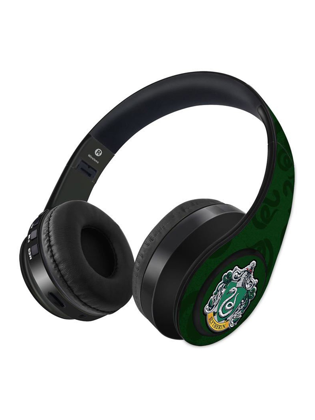 

macmerise Black Green Crest Slytherin Bluetooth On Ear Headphones with 9 Hrs Battery & Mic
