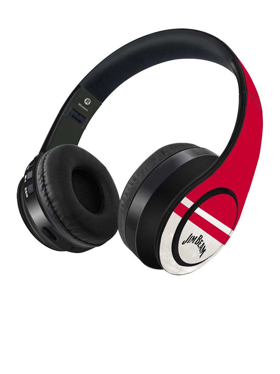 

macmerise Red Jim Beam White Stripes Bluetooth On Ear Headphones with 9 Hrs Battery