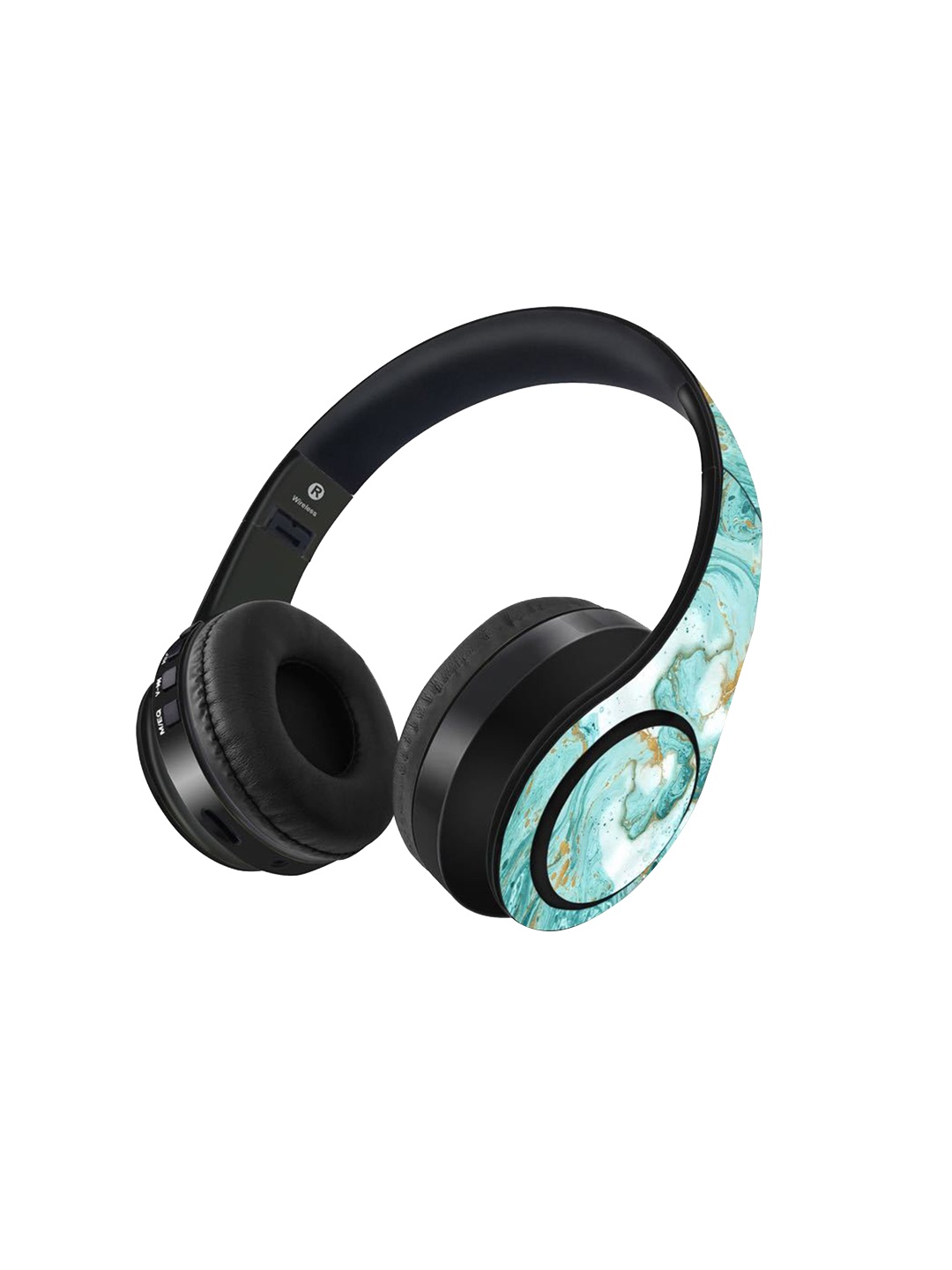 

macmerise Black Blue Printed Bluetooth On Ear Headphones with 9 Hrs Battery & Mic