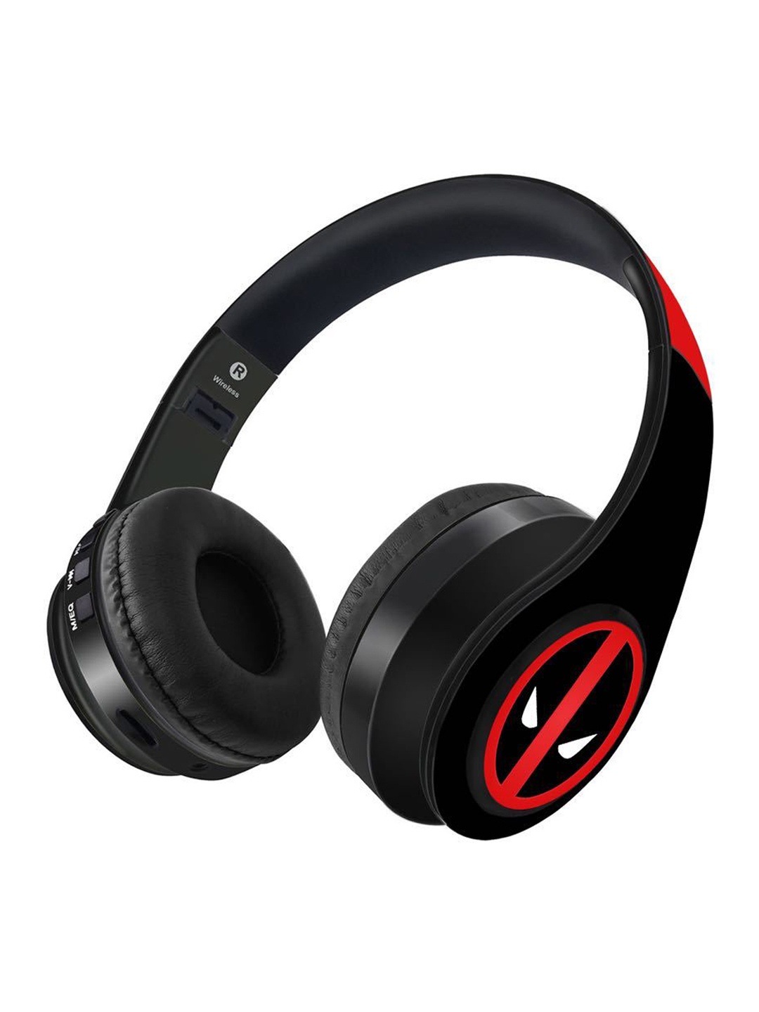 

macmerise Black Face Focus Deadpool Bluetooth On Ear Headphones with 9 Hrs Battery & Mic