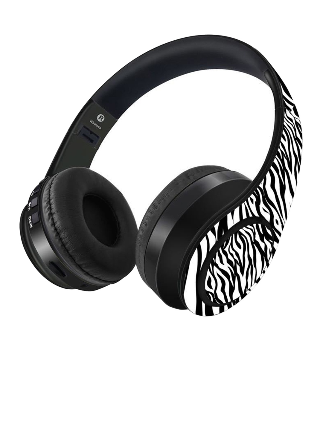 

macmerise Black & White Zibra Stripes Printed Decibel Wireless On Ear Headphones