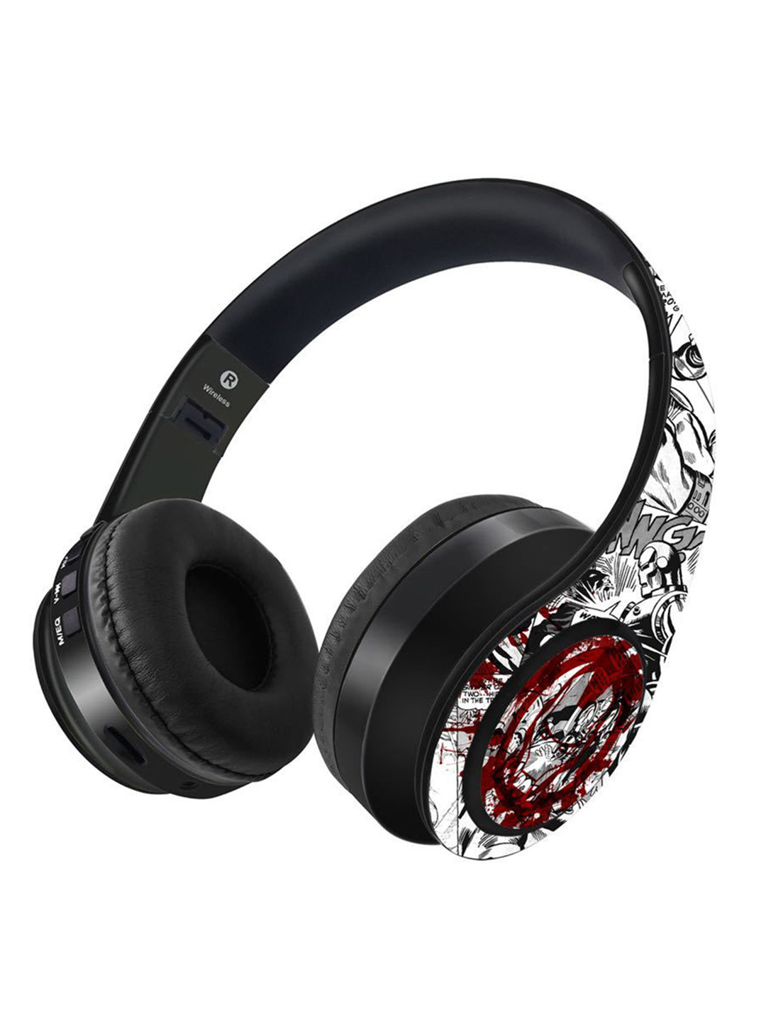 

macmerise Black White Splash Out Ironman Bluetooth On Ear Headphones with 9 Hrs Battery