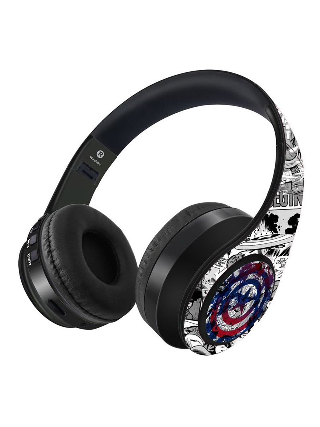 

macmerise Printed Splash Out Shield Bluetooth On Ear Headphones with 9 Hrs Battery & Mic, Black