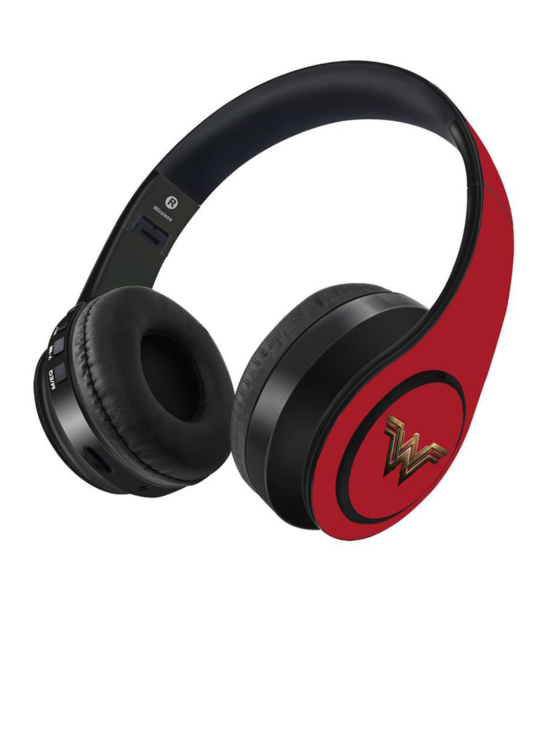 

macmerise Red & Gold-Colored Printed Logo Wonder Woman Decibel Wireless On-Ear Headphone