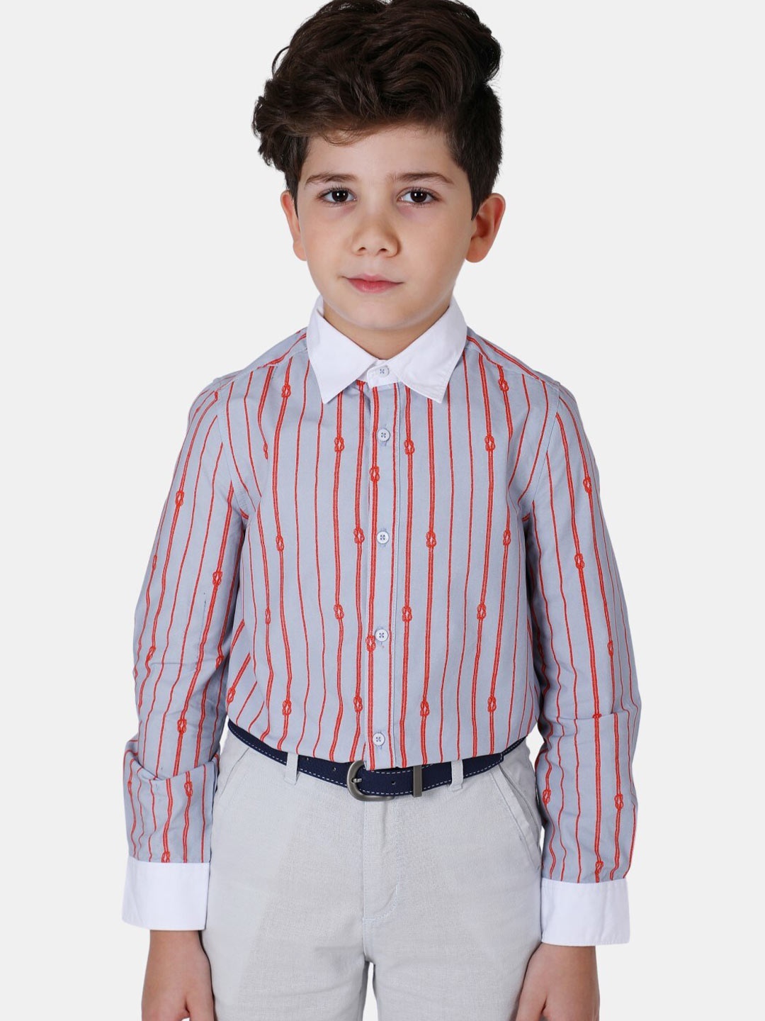 

One Friday Boys Blue Comfort Striped Casual Shirt
