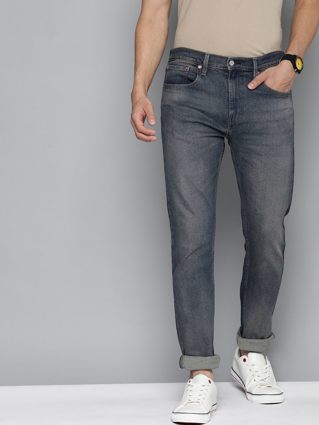 

Levis Men Blue Slim Tapered Fit Heavy Fade Stretchable Jeans
