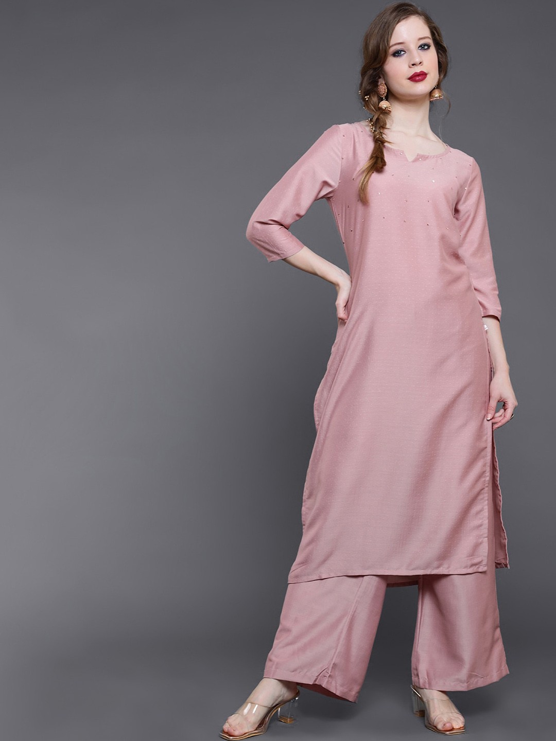 

saubhagya Women Rose Gold Kurta with Palazzos