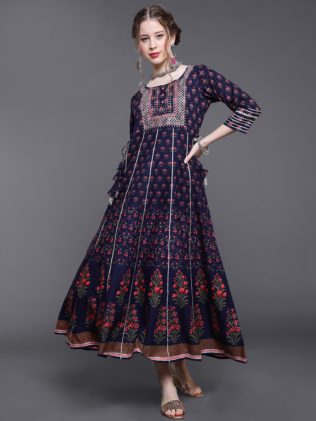 

saubhagya Blue Ethnic Motifs Maxi Dress