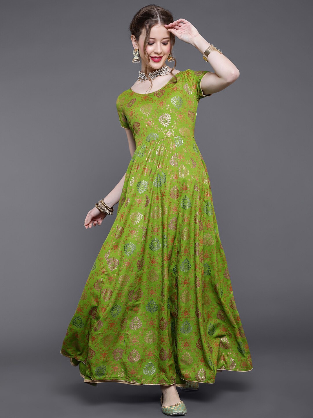 

saubhagya Green Ethnic Motifs Maxi Dress