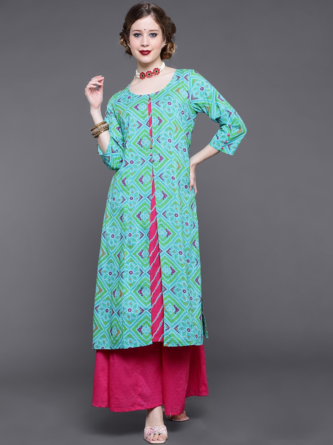 

saubhagya Women Blue Ethnic Motifs Printed Kurta