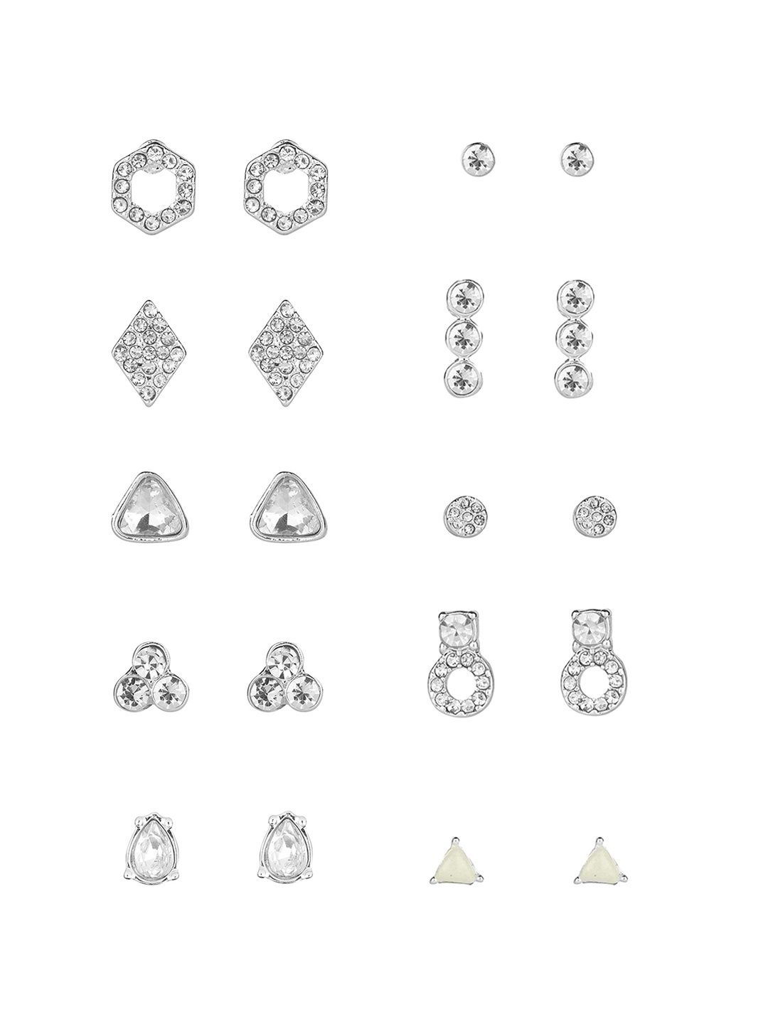 

Lilly & sparkle Silver-Toned Circular Studs Earrings