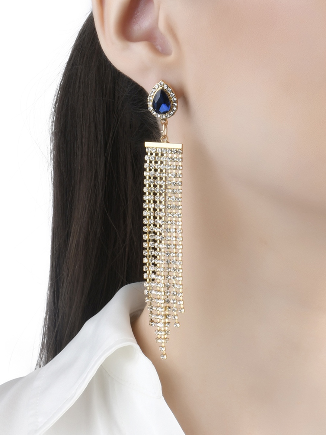 

Lilly & sparkle Gold-Plated Blue Contemporary Drop Earrings