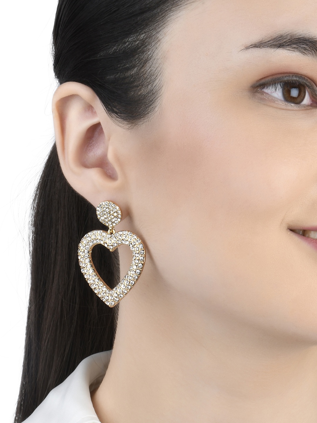 

Lilly & sparkle Gold-Plated & White Circular Drop Earrings