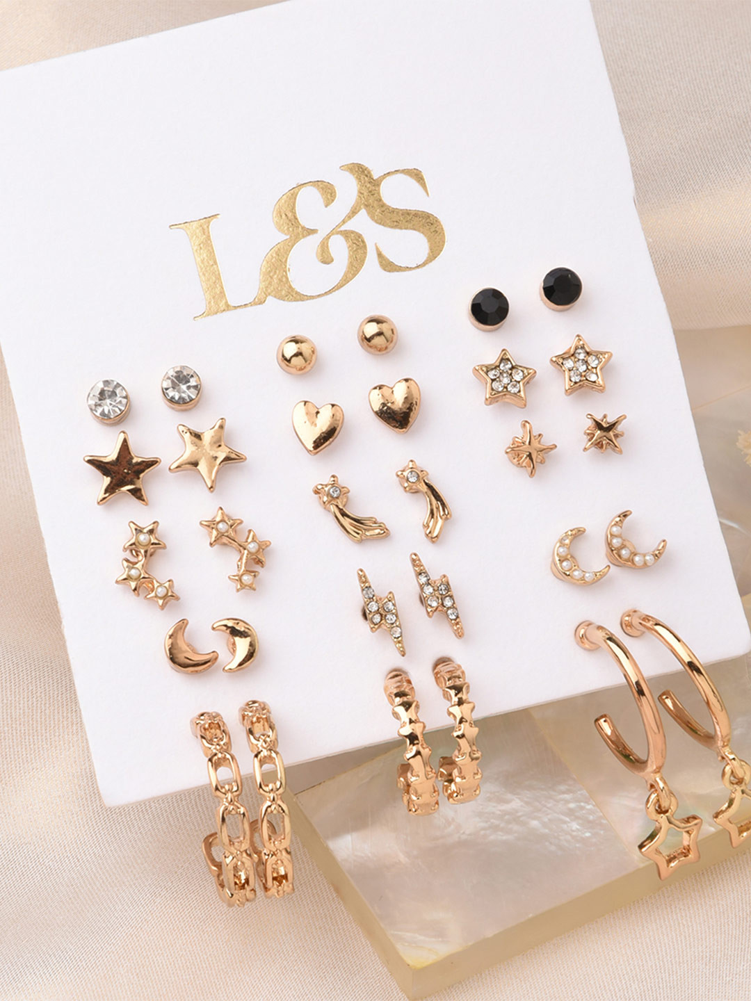 

Lilly & sparkle Set of 15 Gold-Plated Classic Earrings