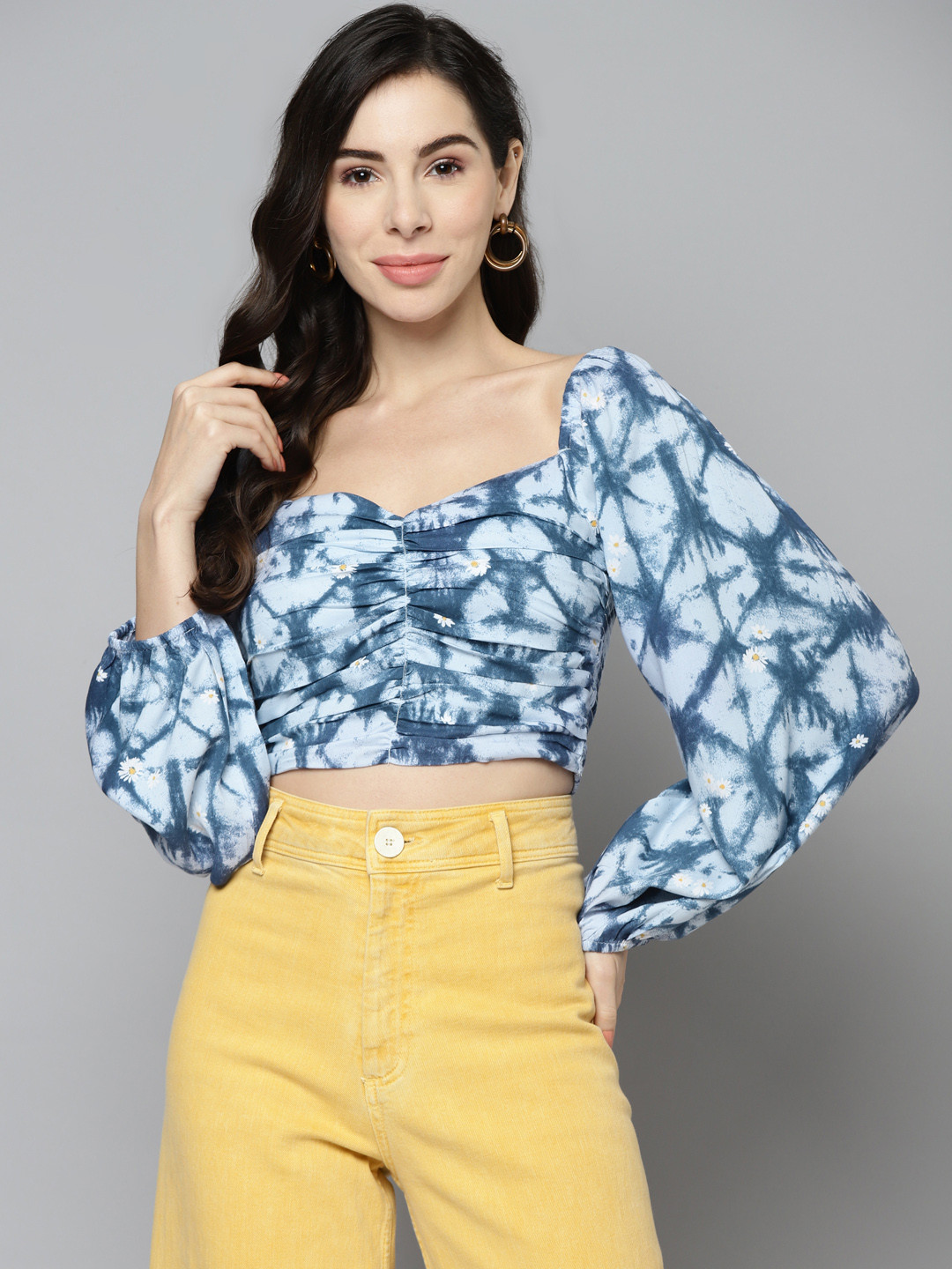 

VividArtsy Navy Blue Tie and Dye Crop Top