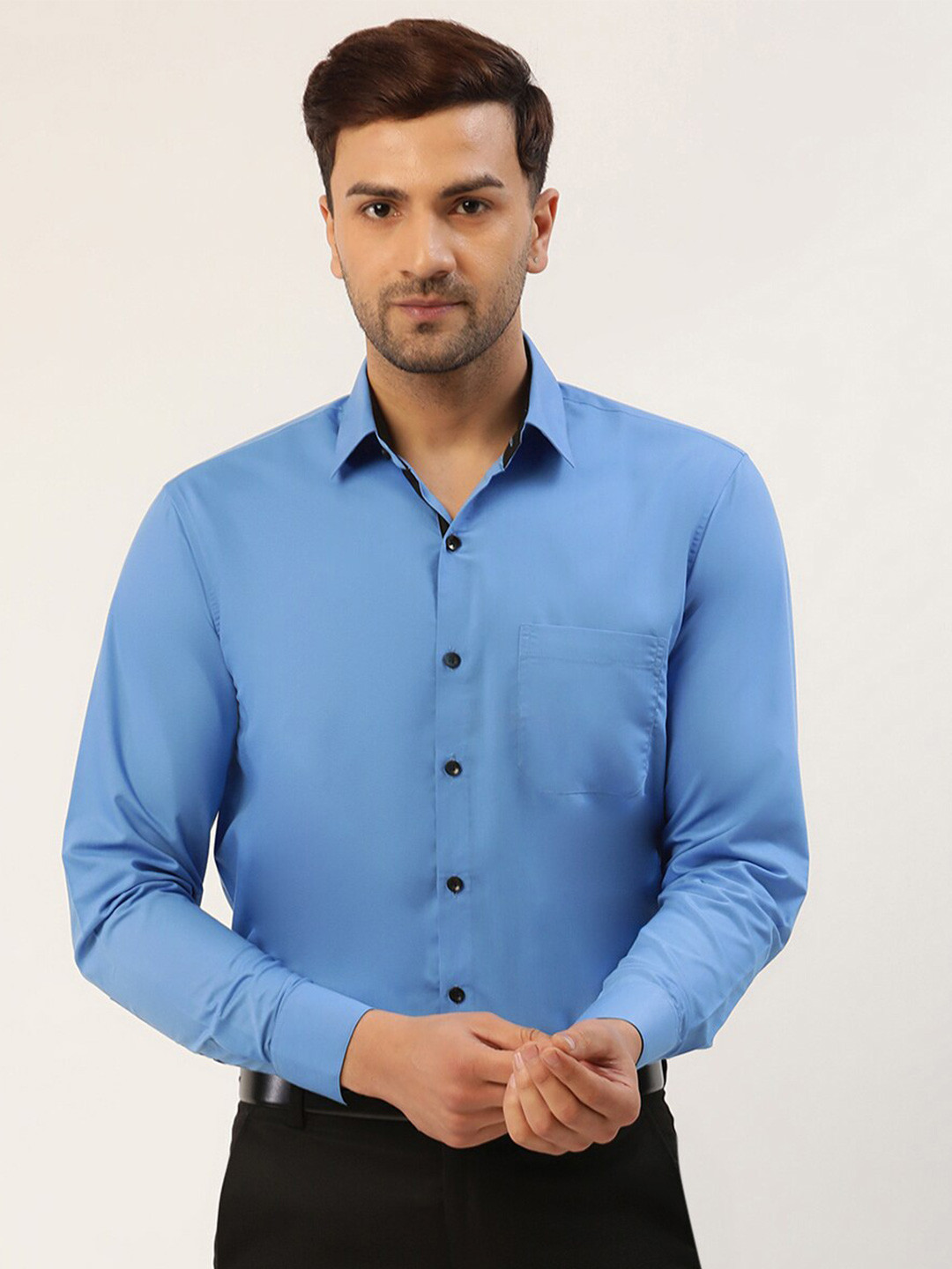 

JAINISH Men Blue Solid Standard Formal Shirt