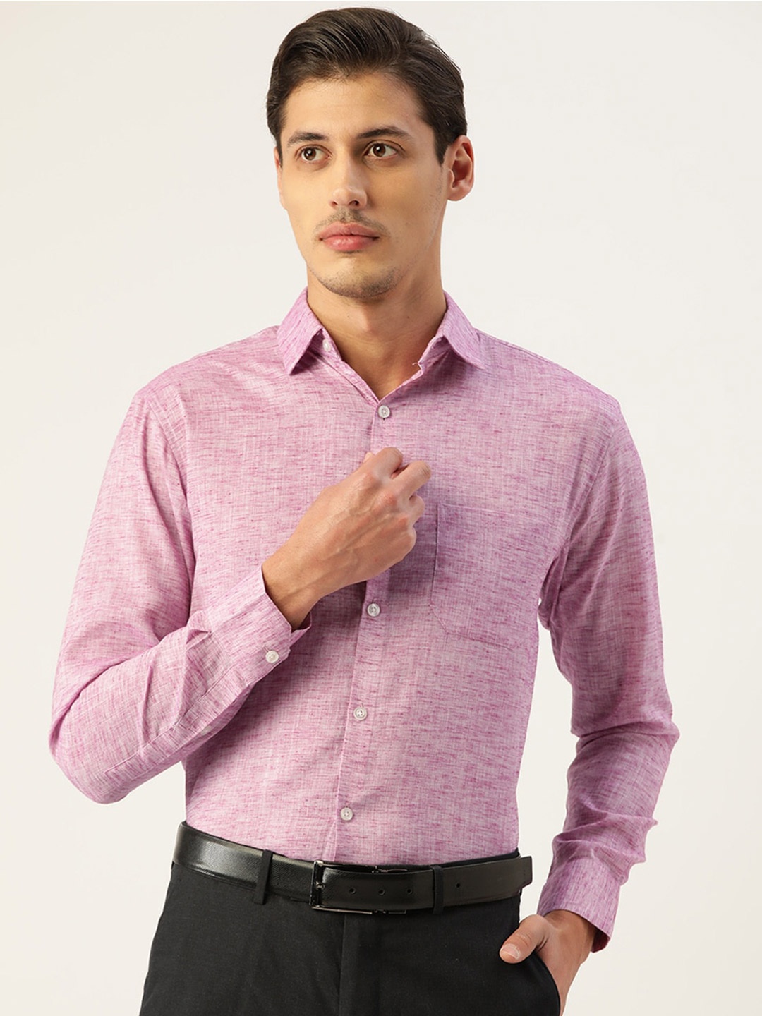 

JAINISH Men Purple Solid Standard Formal Shirt