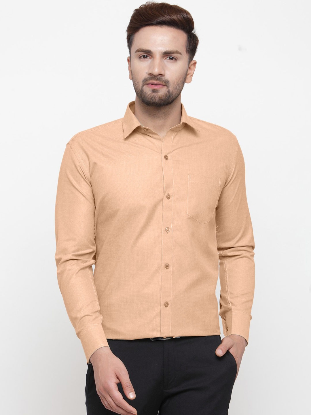 

JAINISH Men Orange Standard Formal Shirt