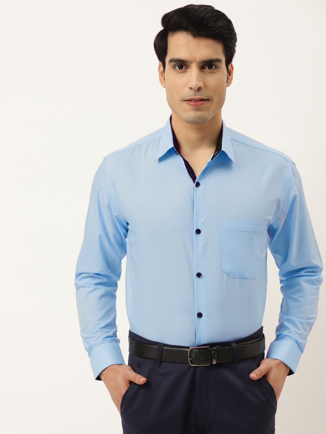 

JAINISH Men Turquoise Blue Standard Formal Shirt