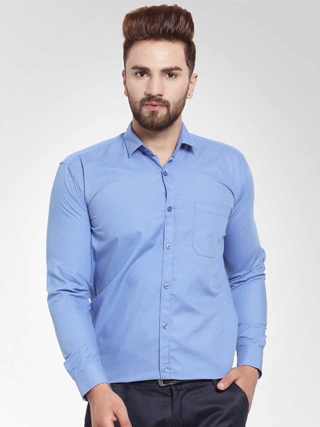 

JAINISH Men Blue Solid Standard Formal Shirt