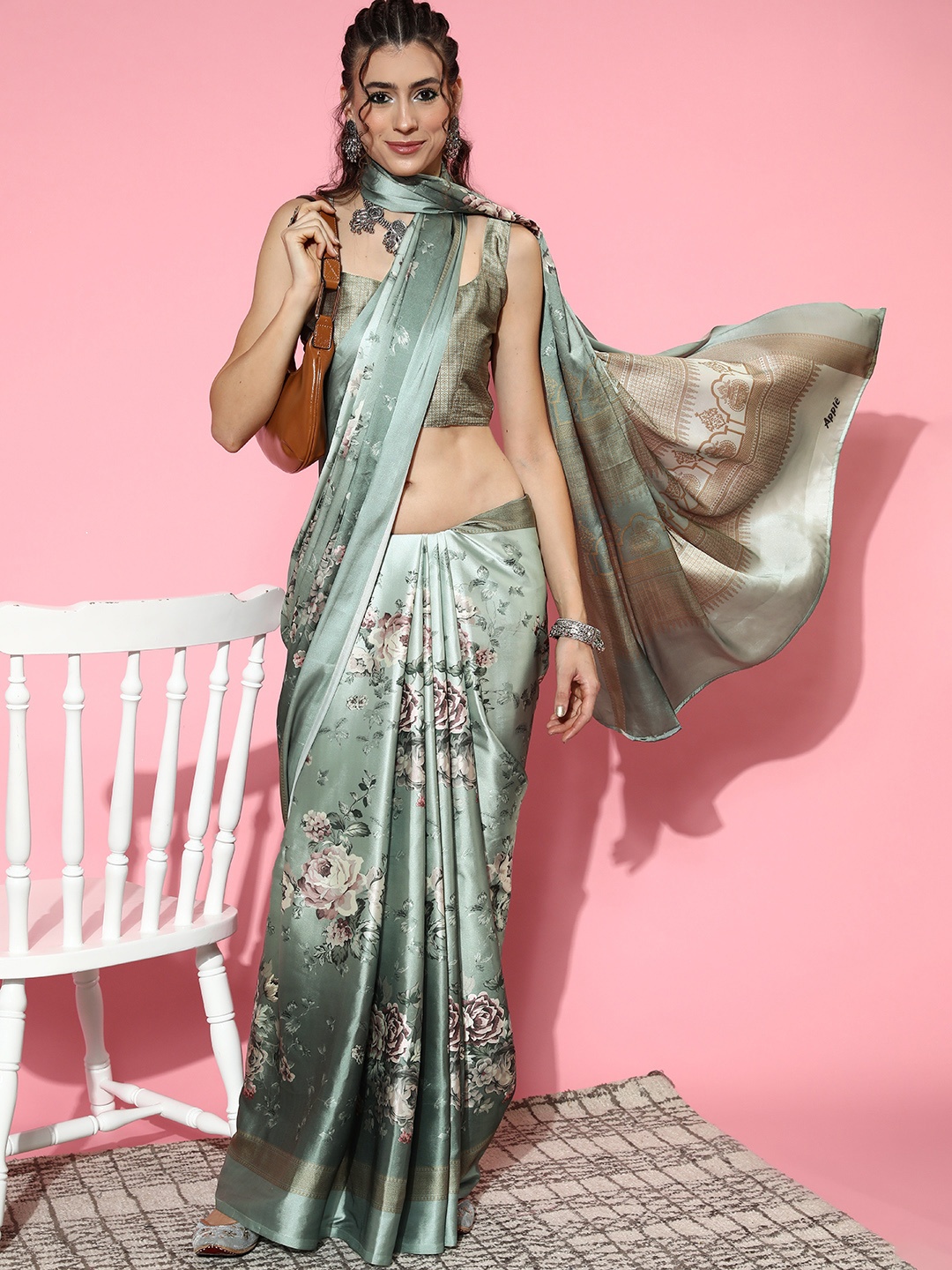 

Mitera Grey Floral Saree