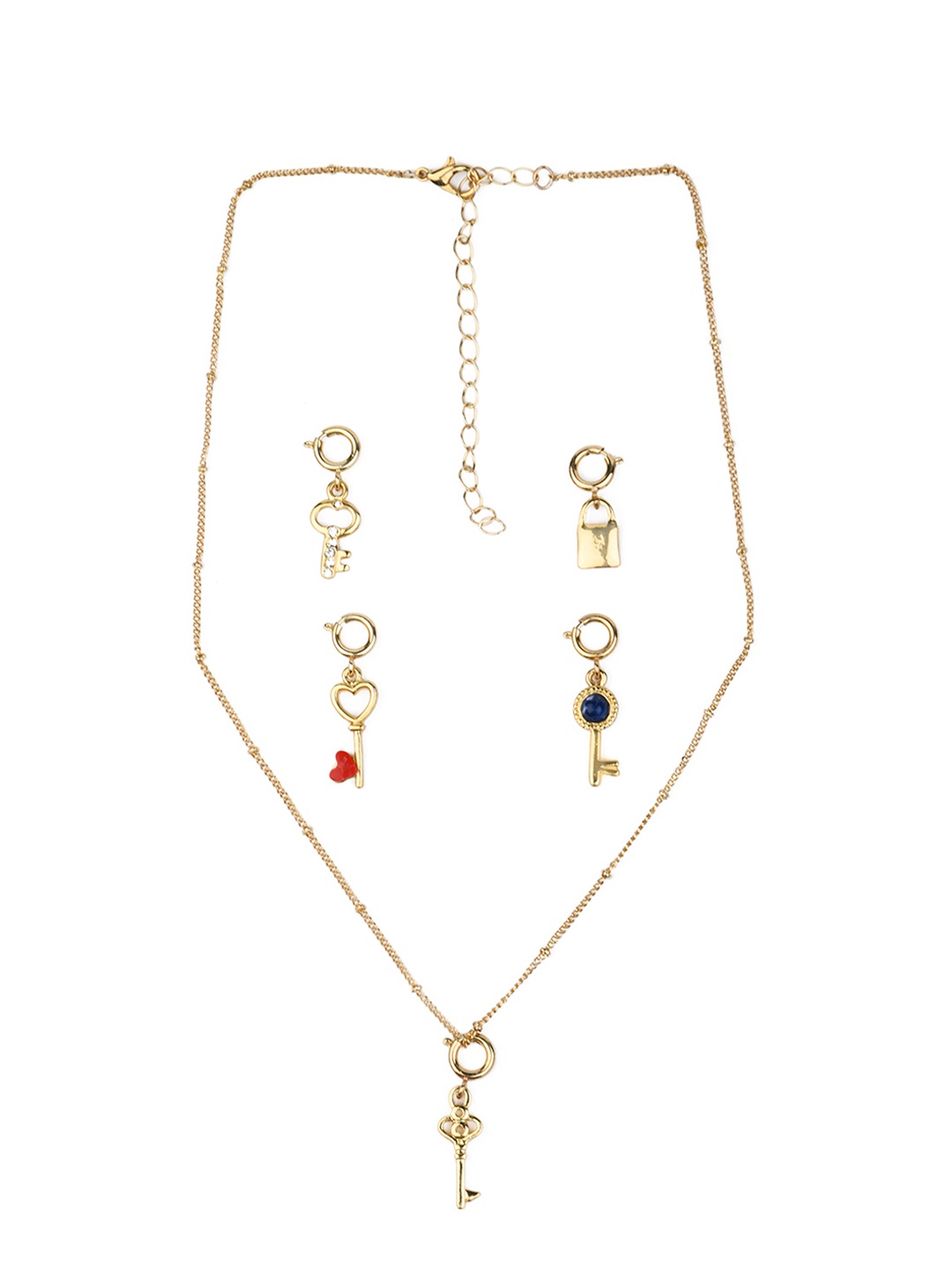 

Lilly & sparkle Gold-Plated Chain With Changeable Key & Lock Charms Pendant