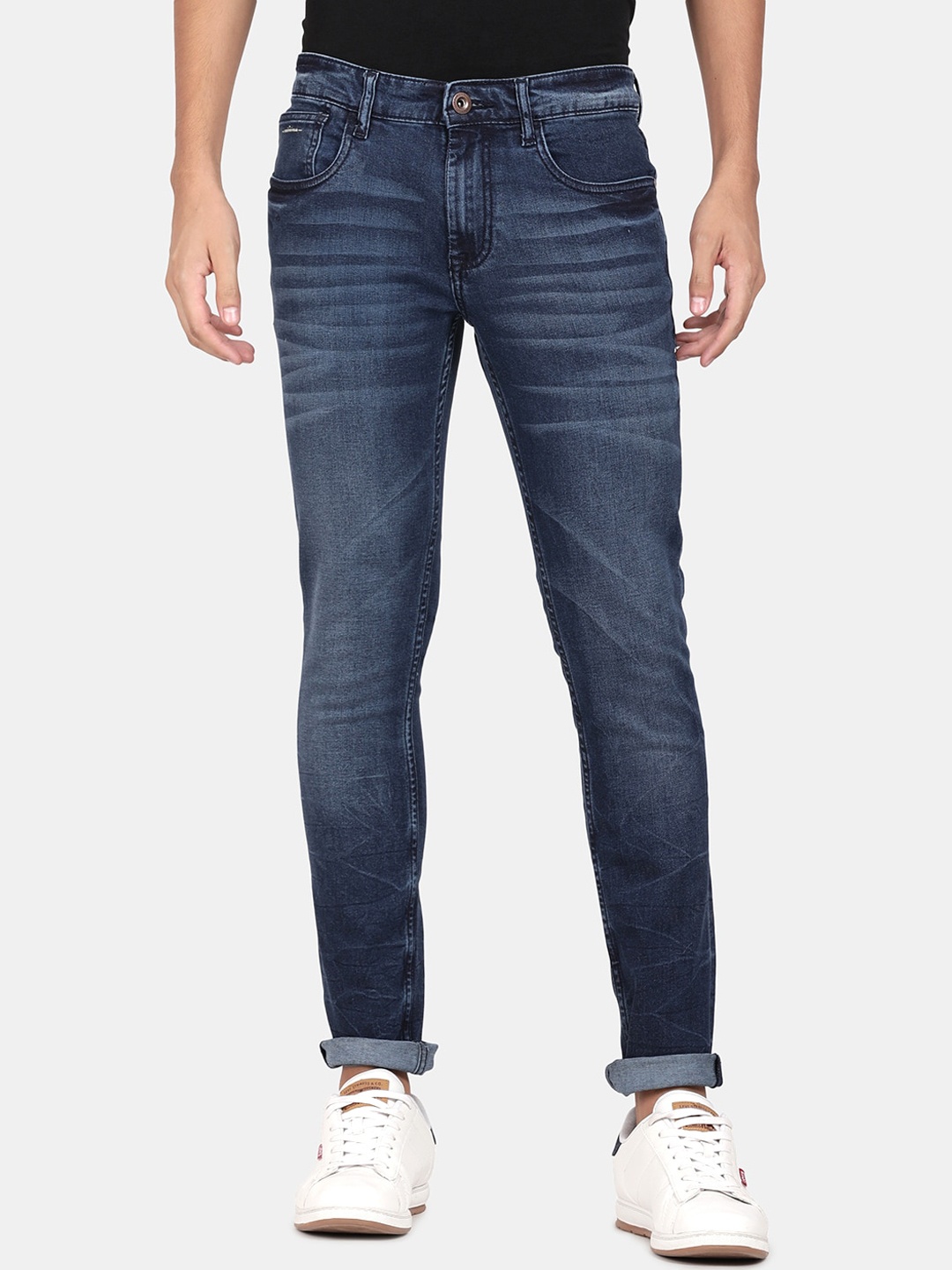 

Llak Jeans Men Blue Skinny Fit Low Distress Heavy Fade Stretchable Jeans