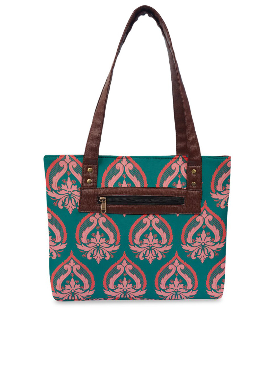 

Crazy Corner Green Ethnic Motifs Printed Structured Tote Bag