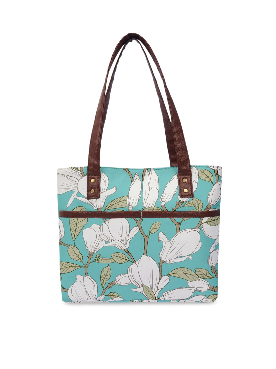 

Crazy Corner Blue & White Floral Printed Structured Tote Bag