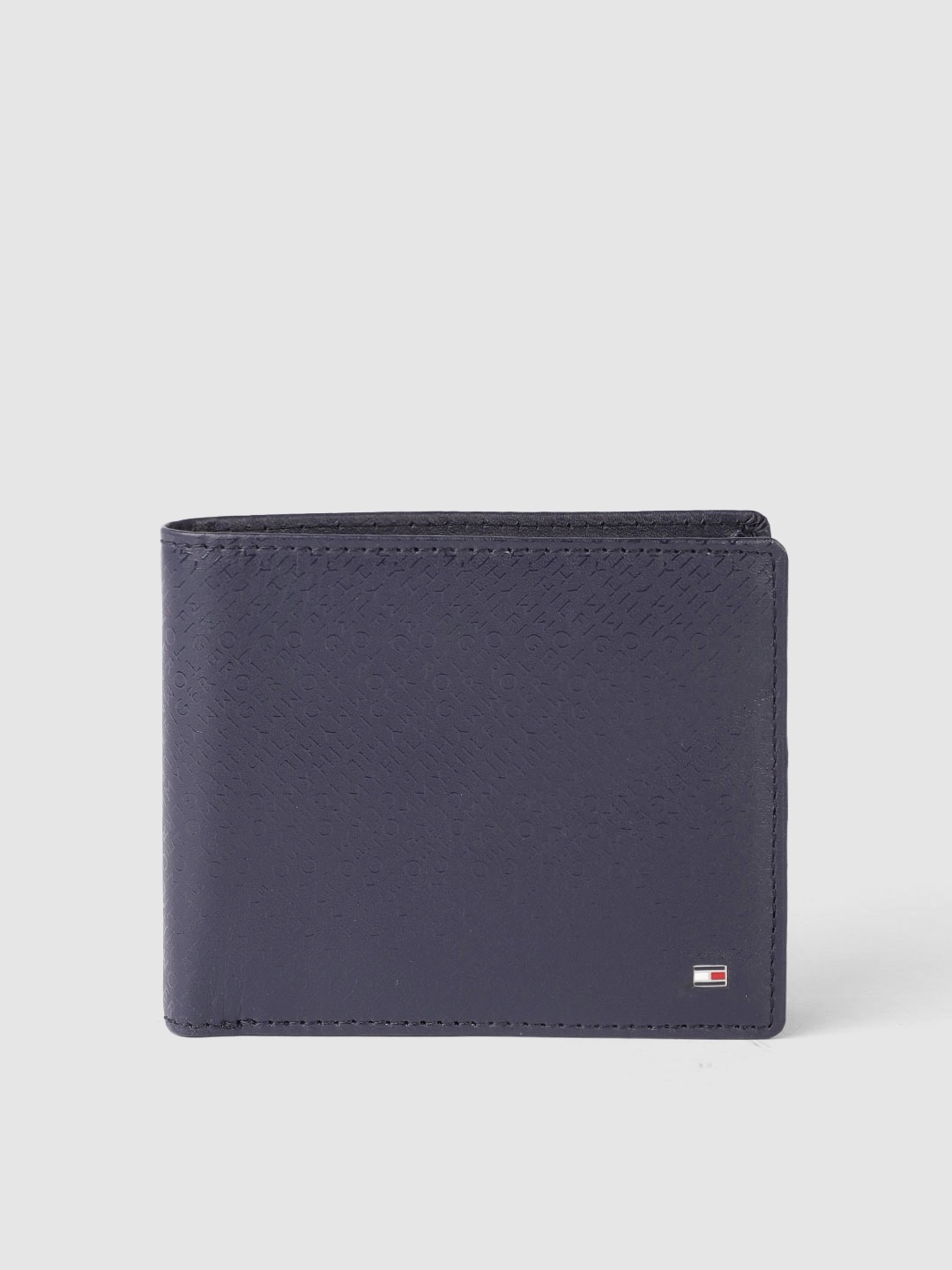 

Tommy Hilfiger Men Navy Blue Printed Leather Two Fold Wallet