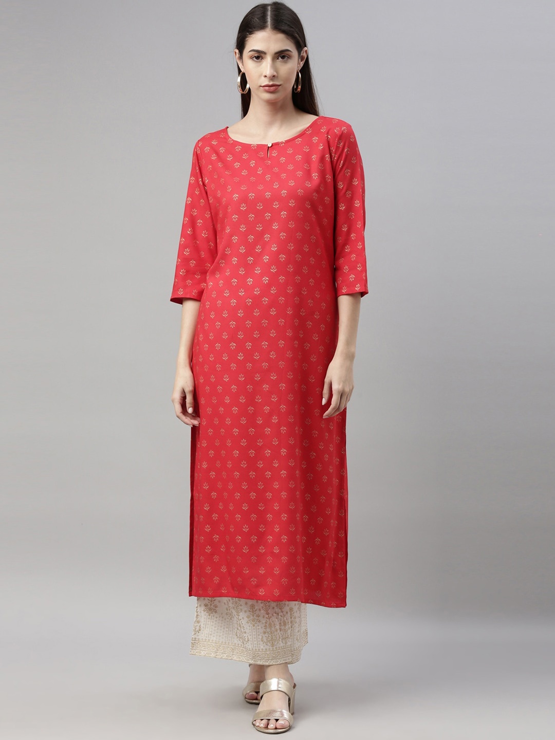 

Marcia Women Red Ethnic Motifs Printed Kurta with Palazzos