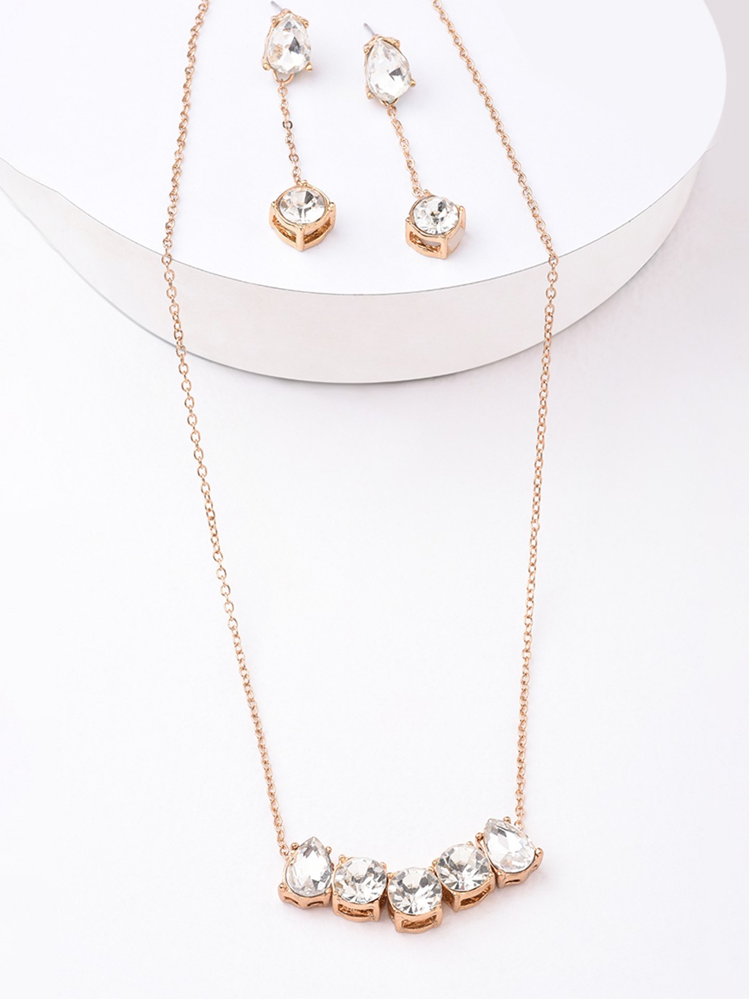 

Lilly & sparkle Gold-Plated White Stone Studded Jewellery Set