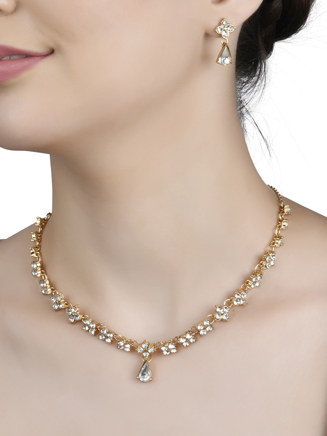 

Lilly & sparkle Gold-Toned Crystal Studded Jewellery Set