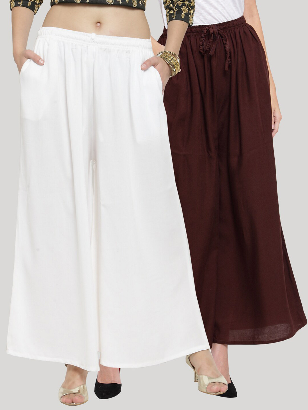 

Clora Creation Women Pack of 2 Ethnic Palazzos, Black