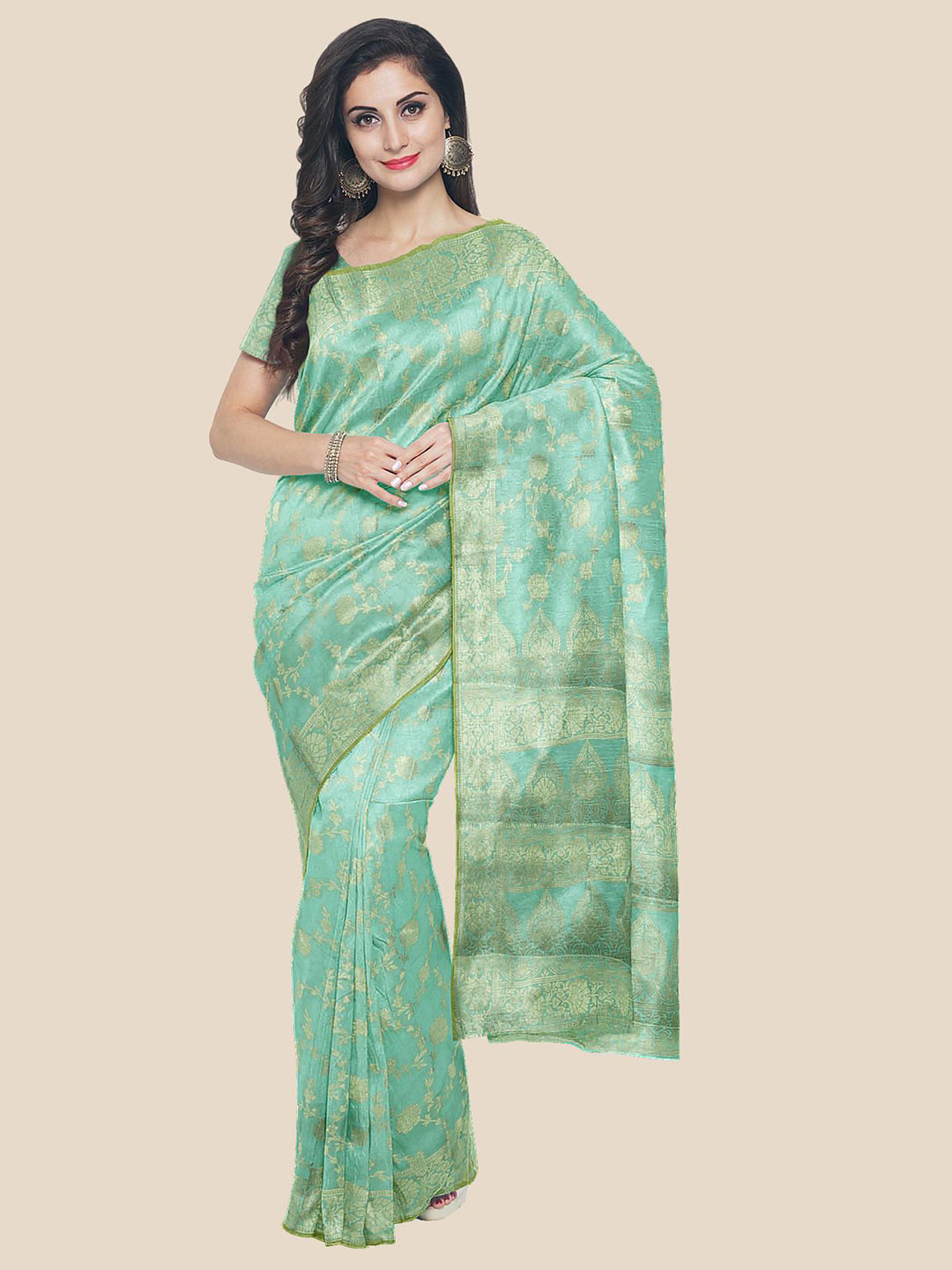

Kalamandir Turquoise Blue & Golden Ethnic Motifs Silk Blend Saree