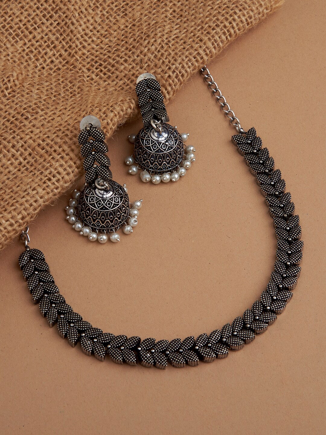 

Fida Ethinic Silver-Plated Oxidised Jewellery Set