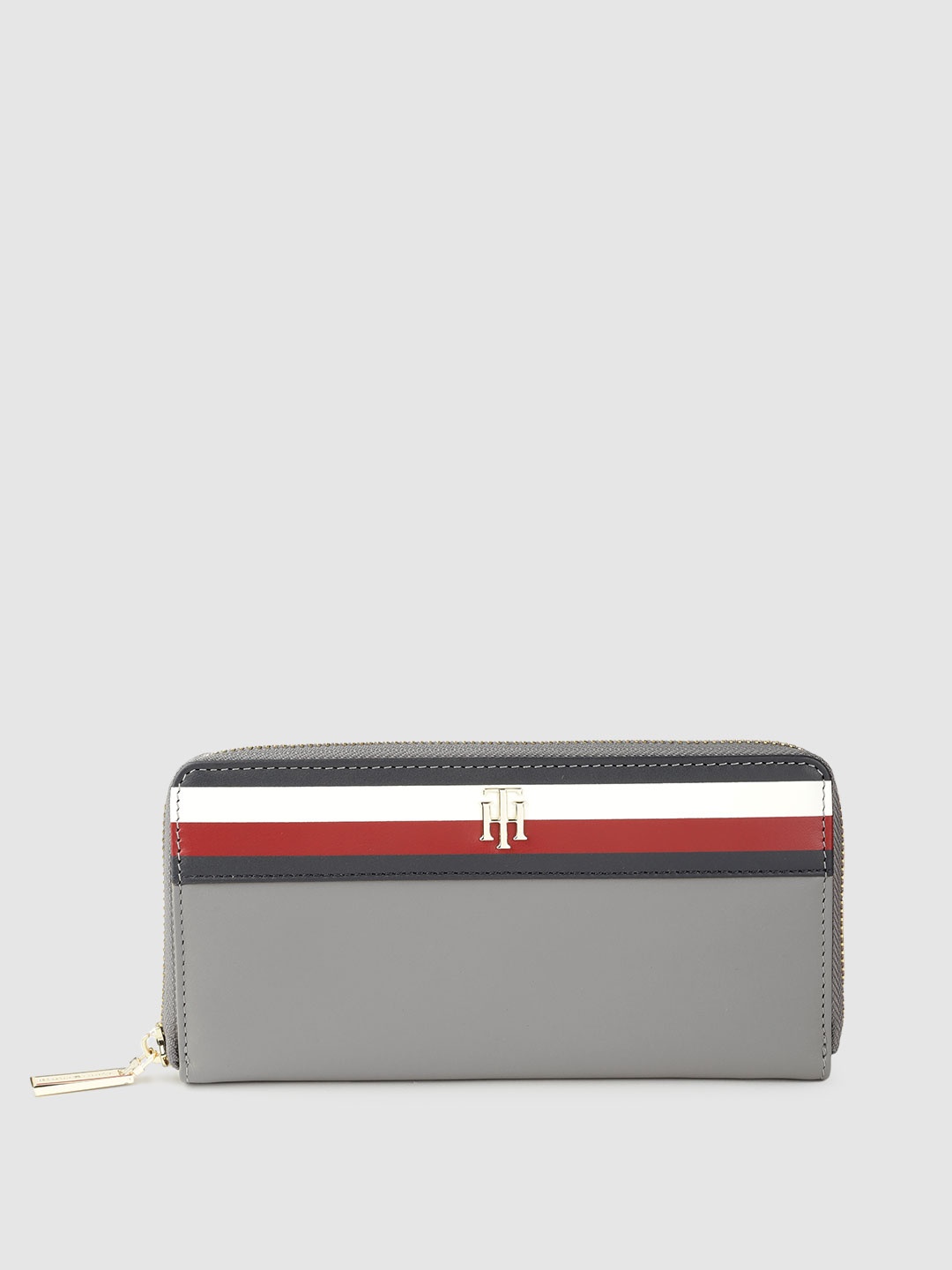 

Tommy Hilfiger Women Grey & White Two Fold Leather Wallet