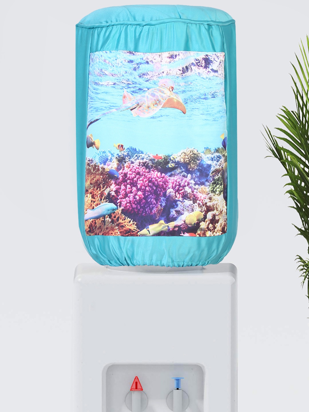 

SWAYAM Turquoise Blue & White Aqua Lyf Digitally Printed Water Dispenser Cover