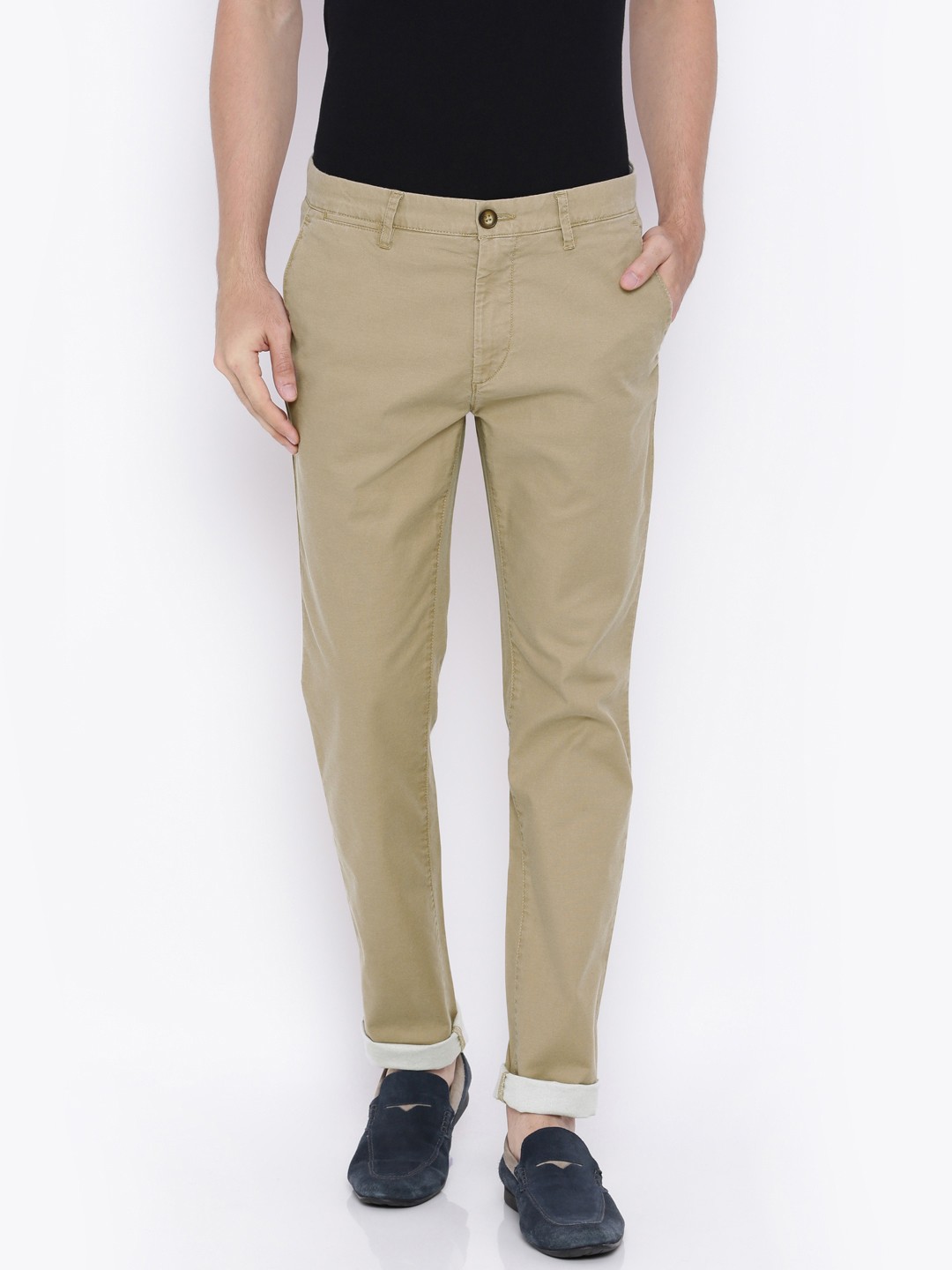

U.S. Polo Assn. Men Khaki Checked Slim Fit Chino Trousers