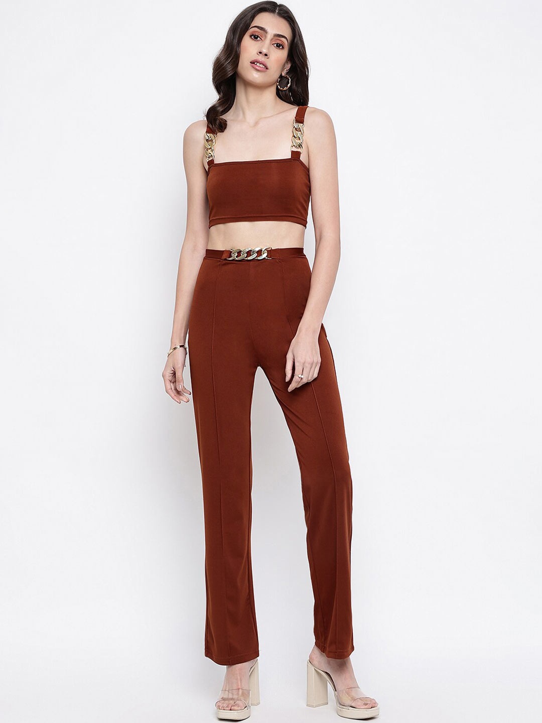 

iki chic Women Brown Top with Trousers