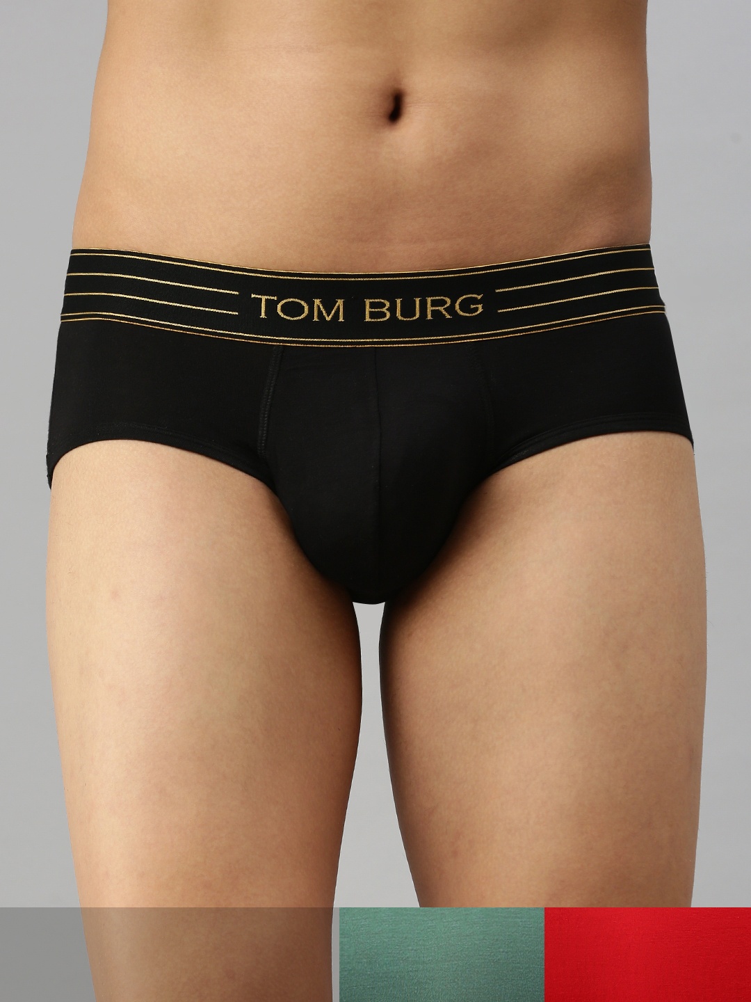 

TOM BURG Men Pack Of 3 Solid Basic Briefs 3028, Maroon