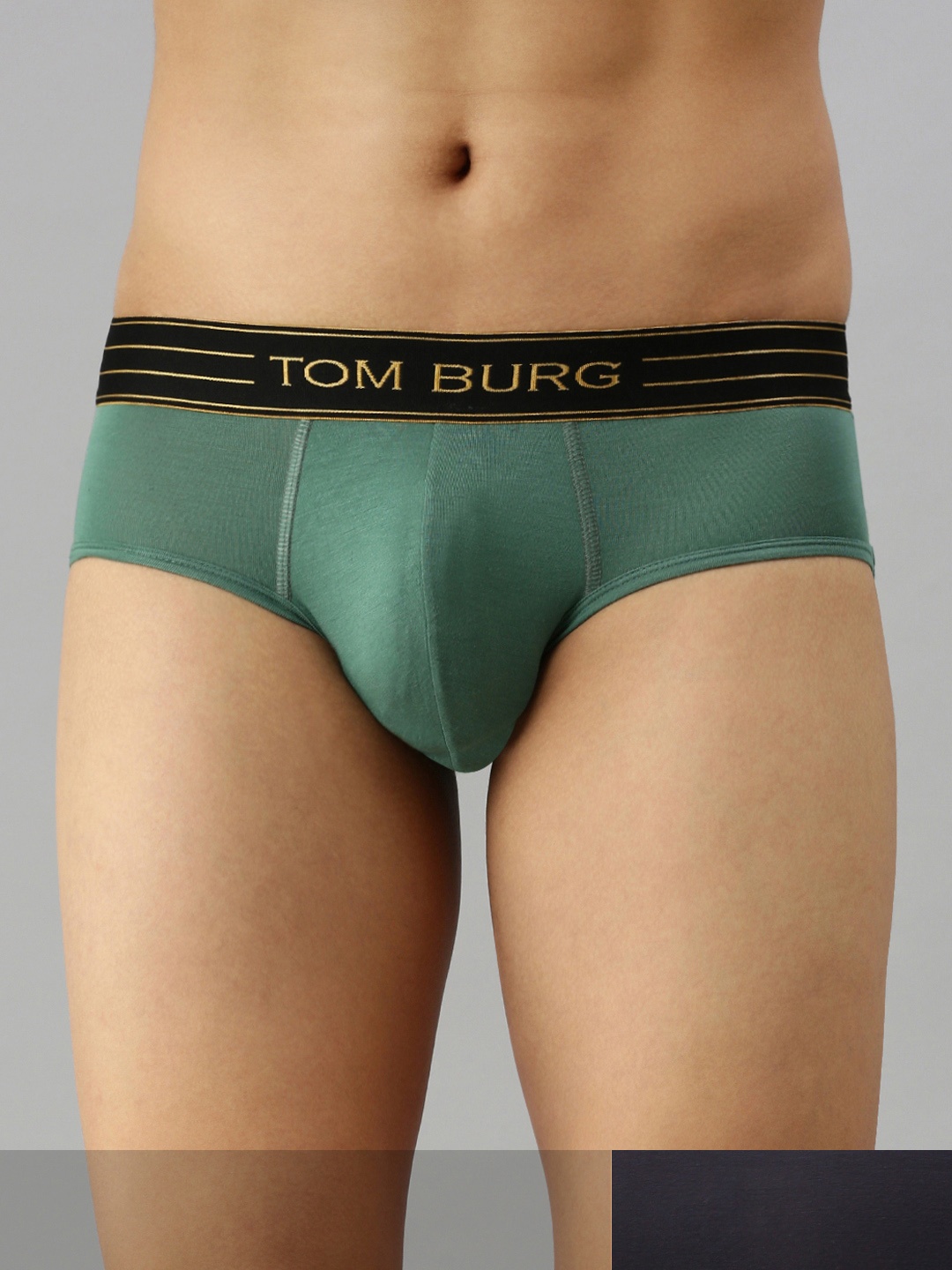 

TOM BURG Men Pack of 2 Solid Briefs 3021, Green
