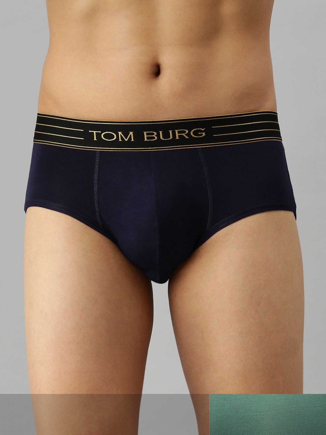 

TOM BURG Men Pack Of 2 Solid Basic Briefs 3020, Green