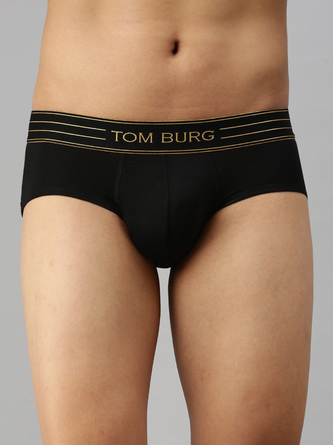 

TOM BURG Men Black Solid Basic Briefs 3015