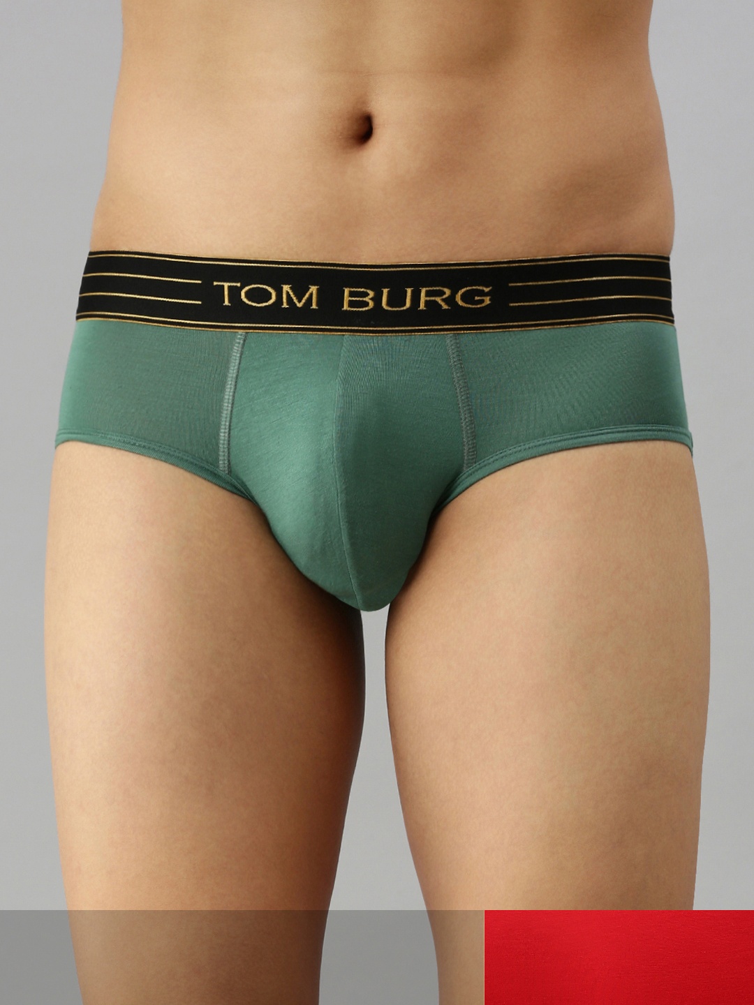 

TOM BURG Men Pack Of 2 Solid Basic Briefs 3016, Red