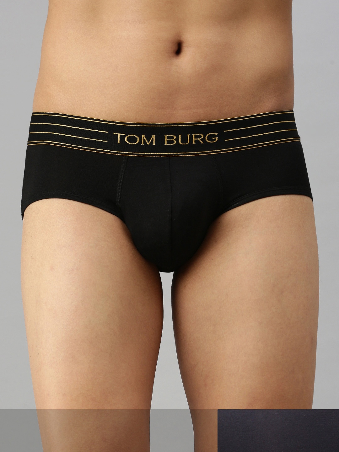 

TOM BURG Men Pack of 2 Solid Briefs 3025, Black