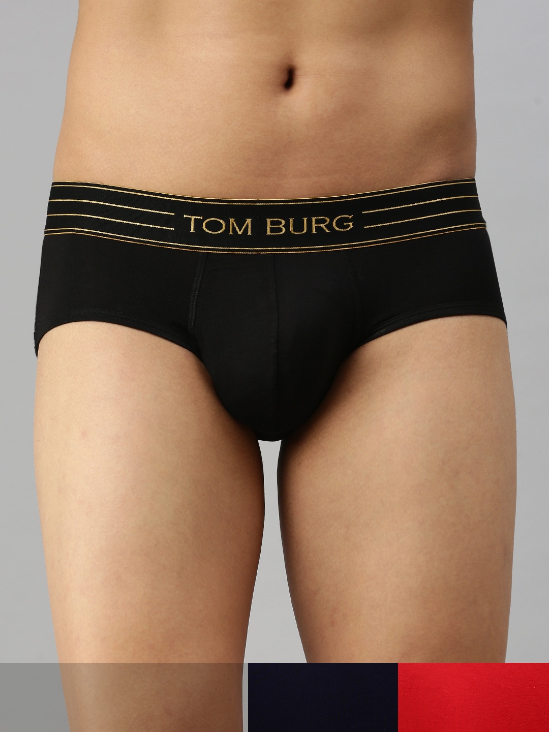 

TOM BURG Men Pack Of 3 Solid Basic Briefs 3030, Maroon