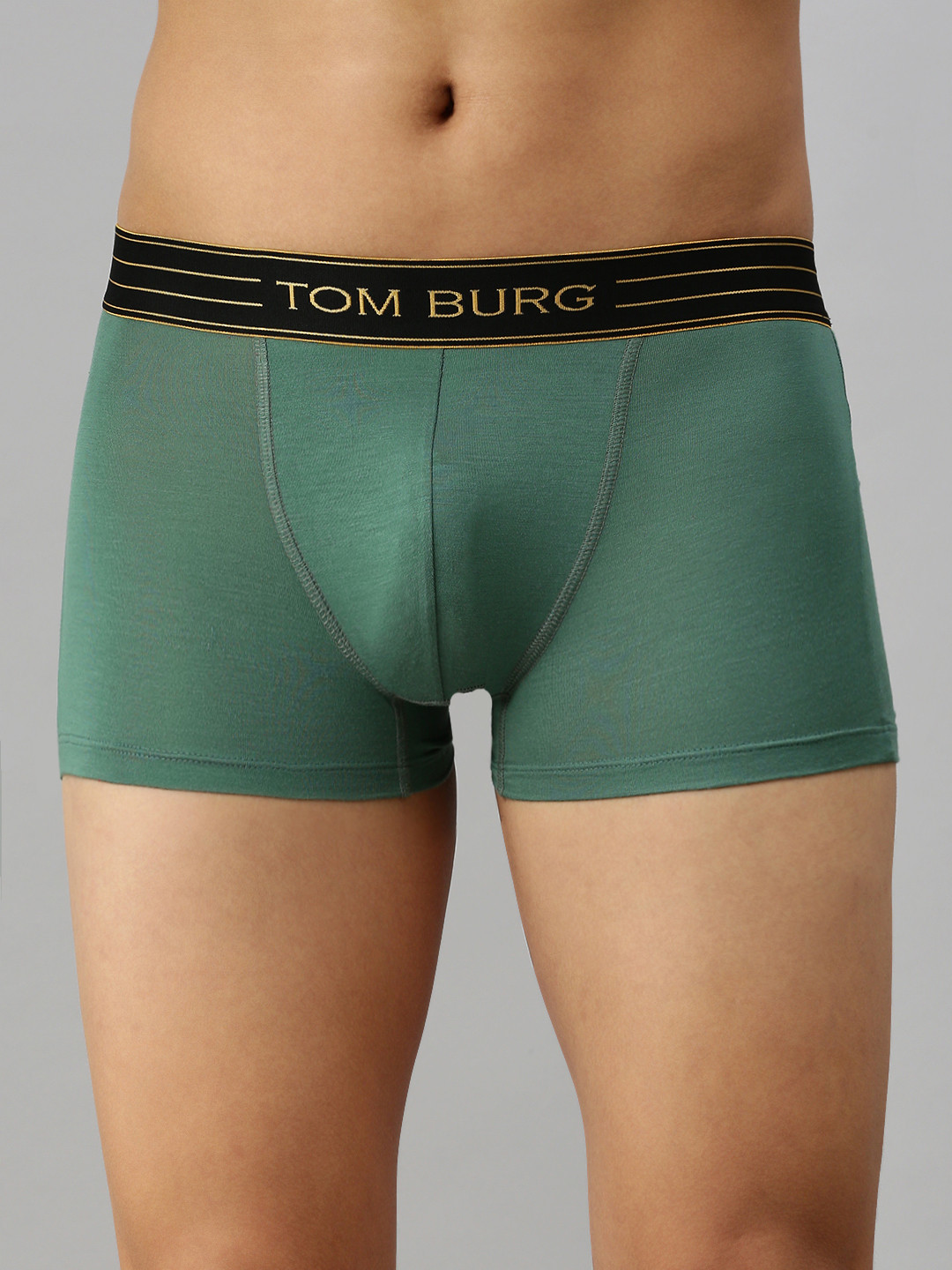 

TOM BURG Men Olive Green Solid Trunks 3037